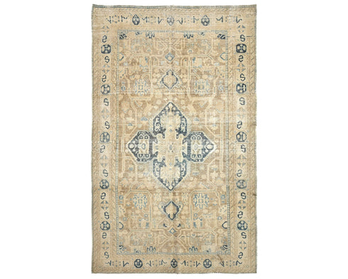 5x9 Vintage Brown Persian Style Hand Knotted Low Pile Wool Area Rug